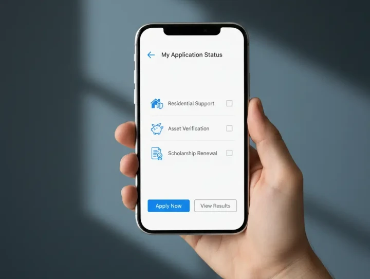 신용점수는 높지만 대출 한도가 감소하는 상황을 스마트폰 금융 화면으로 표현한 이미지