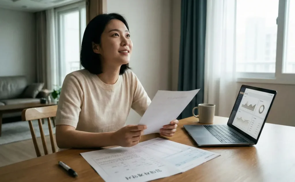 월세 세액공제 경정청구 서류를 확인하는 모습