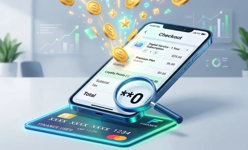 포인트 전액 사용으로 최종 결제 금액이 0원이 된 스마트폰 화면과 신용카드 혜택 비교